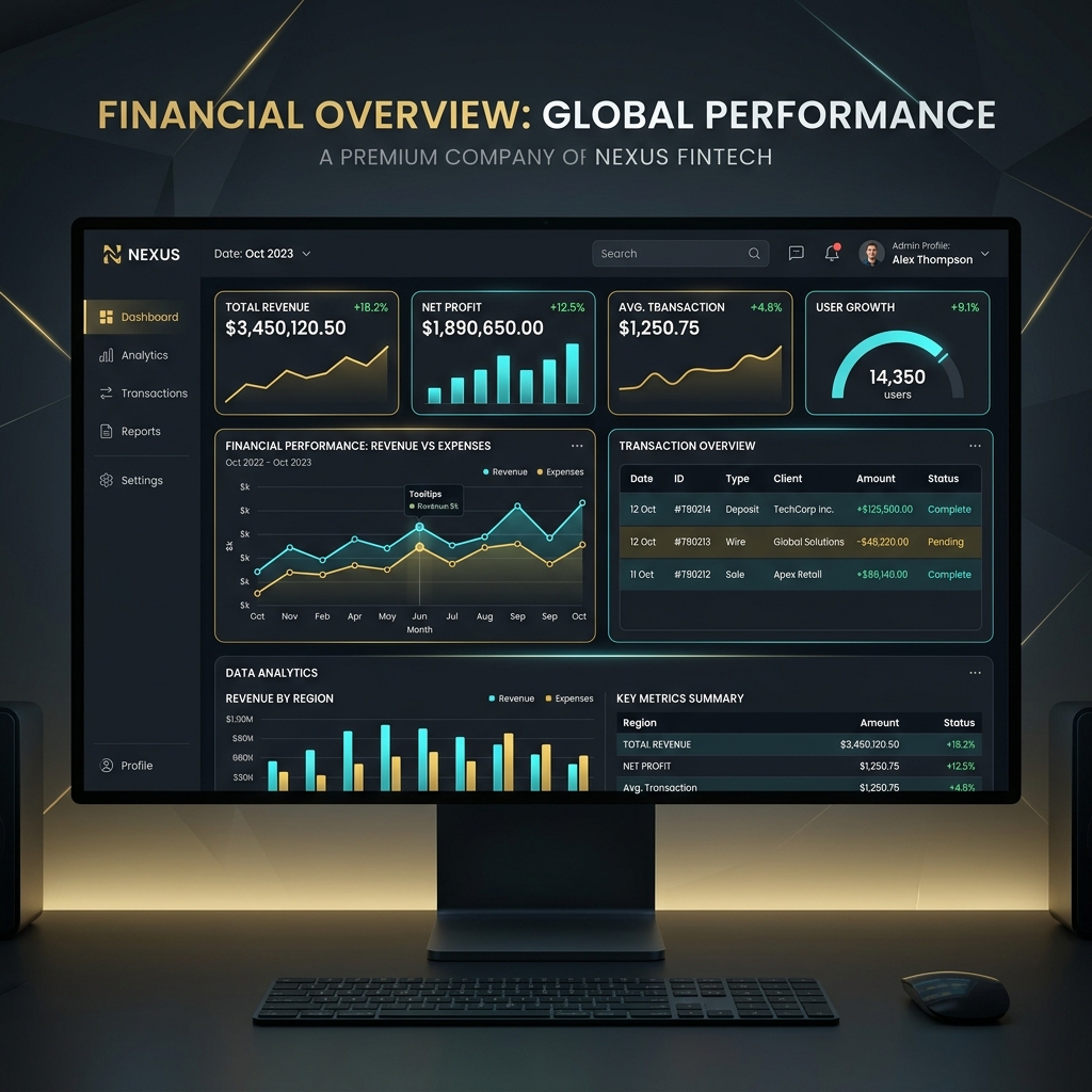 Business dashboard and analytics screen