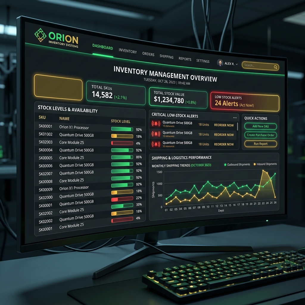 Custom Inventory Systems interface mockup